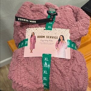 Room Service Cozy Pink Wrap Robe for lounging coffee drinking & getting the mail